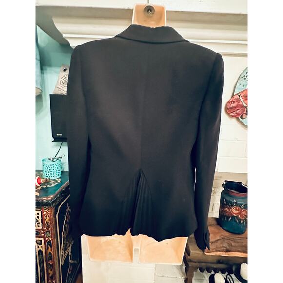 VINTAGE GIORGIO ARMANI BLACK SILK BORGO 21 SINGLE BREASTED BLAZER JACKET 40 - Picture 5 of 6